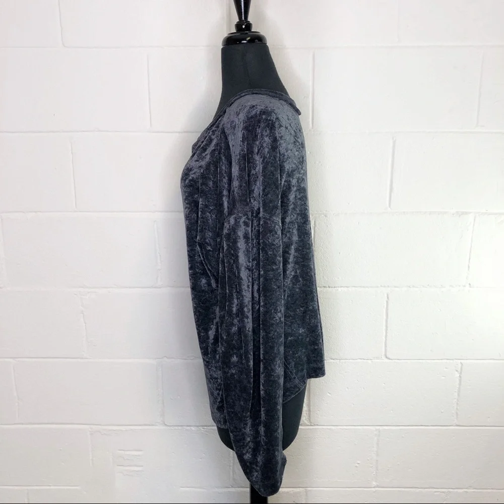We The Free Crushed Velvet Dark Gray Milan Layering Top